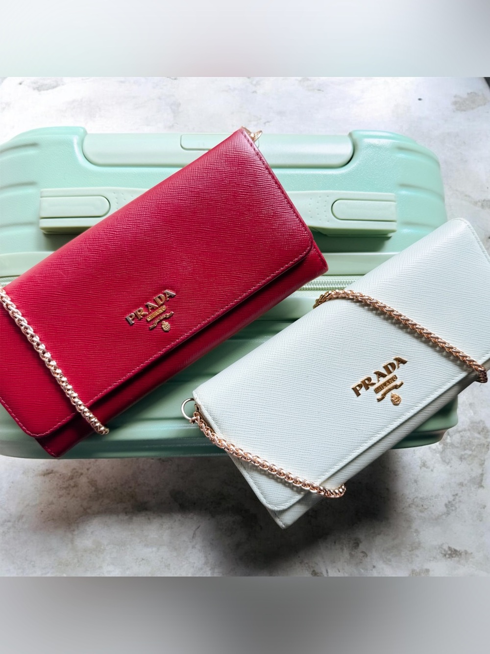 Prada Saffiano Mint green leather wallet on chain 🍃 - Picture 13 of 15